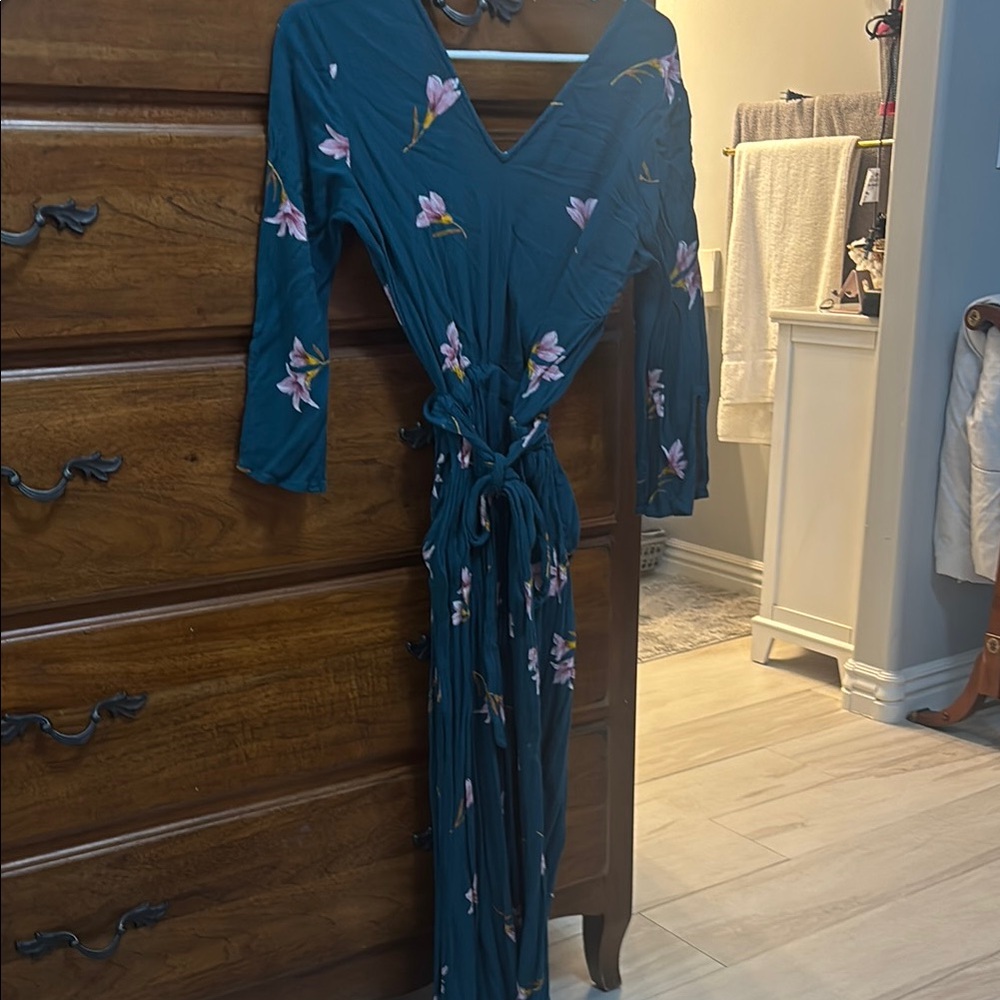 Billabong Blue Wrap Tie Front Jumpsuit